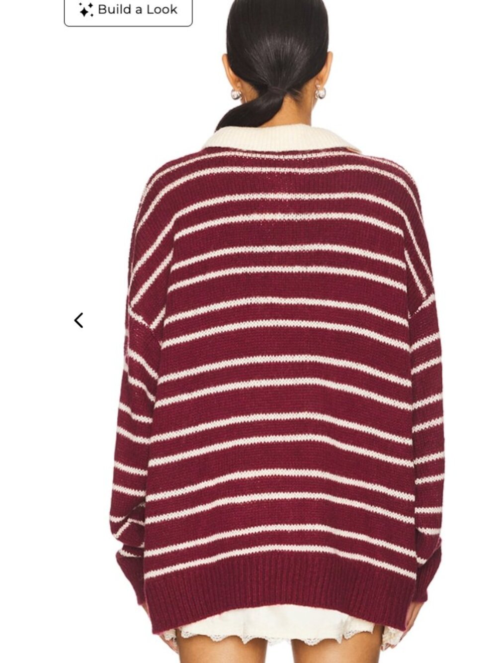 LIONNESS Rising Sun Stripe Jersey Knit Oversized Chunky Polo Sweater Crimson S/M - Picture 3 of 7